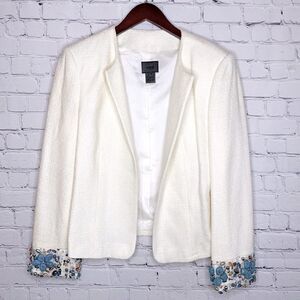 Vien Open Front‎ Embellished Cuff Blazer Cream MP